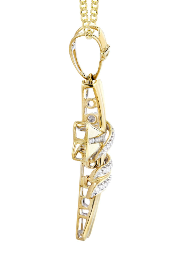 14K Yellow Gold Cross Diamond Pendant & Cuban Chain | 0.44 Carats Diamond Combo FROST NYC 