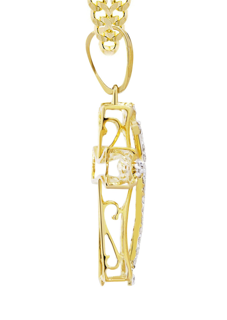 10K Yellow Gold Cross Pendant & Cuban Chain | 0.21 Carats diamond combo FrostNYC 