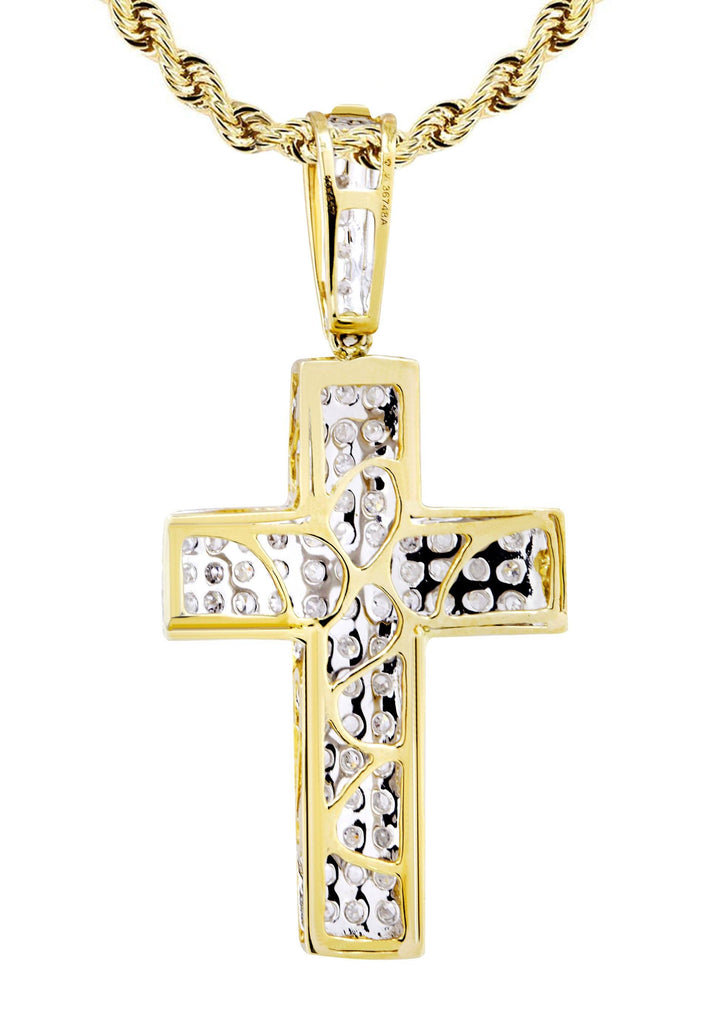 10K Yellow Gold Cross Pendant & Rope Chain | 0.81 Carats diamond combo FrostNYC 