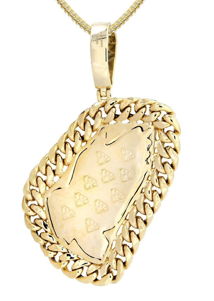 14 Yellow Gold Praying Hands Diamond Pendant & Cuban Chain | 0.63 Carats Diamond Combo FROST 