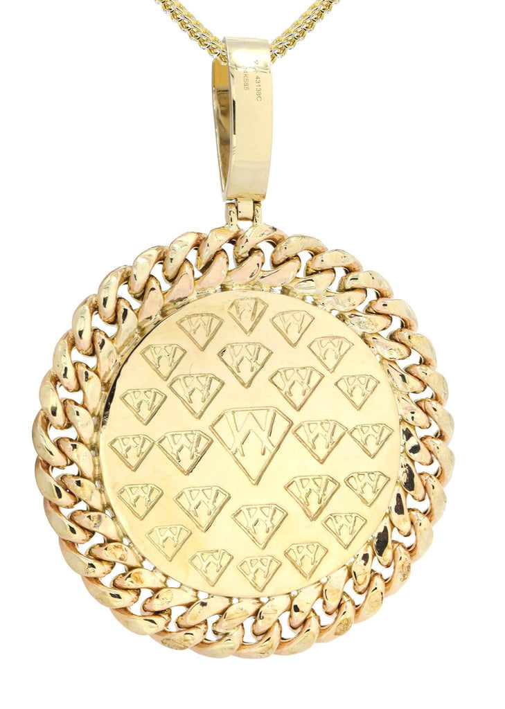 14 Yellow Gold Crown Diamond Pendant & Franco Chain | 2.61 Carats Diamond Combo FROST 