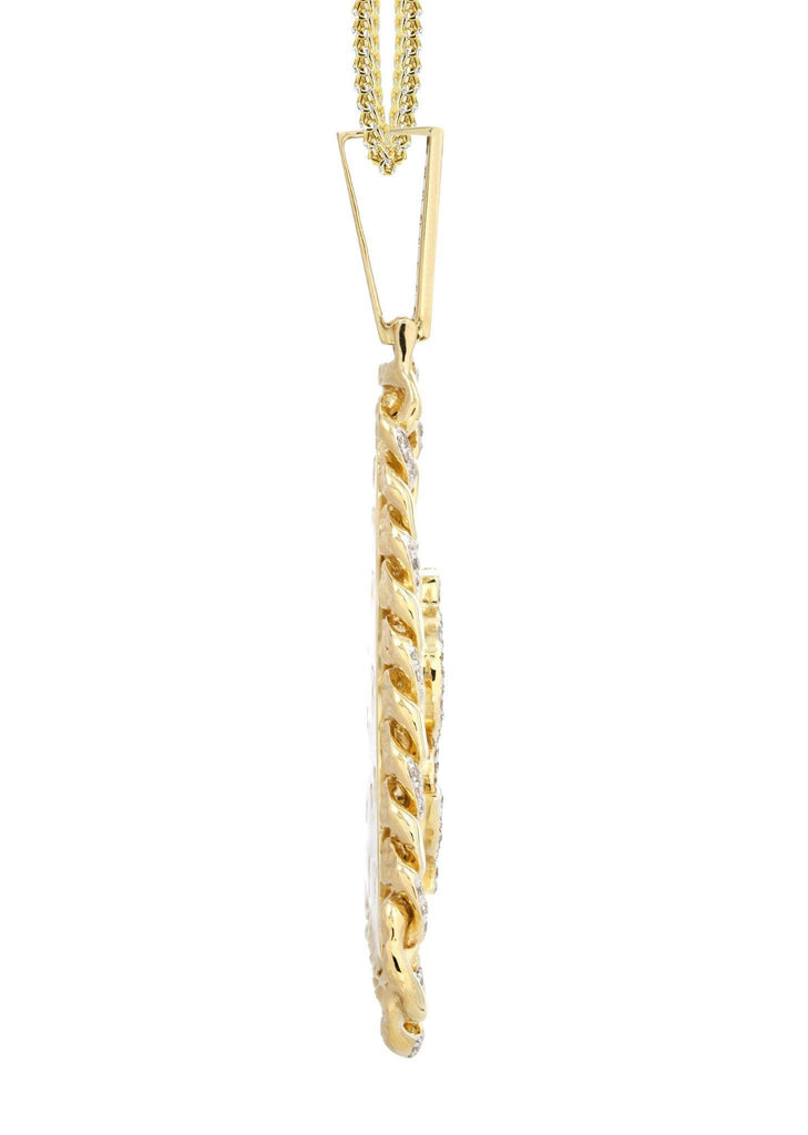 14 Yellow Gold Money Sign Diamond Pendant & Franco Chain | 2.4 Carats Diamond Combo FROST 