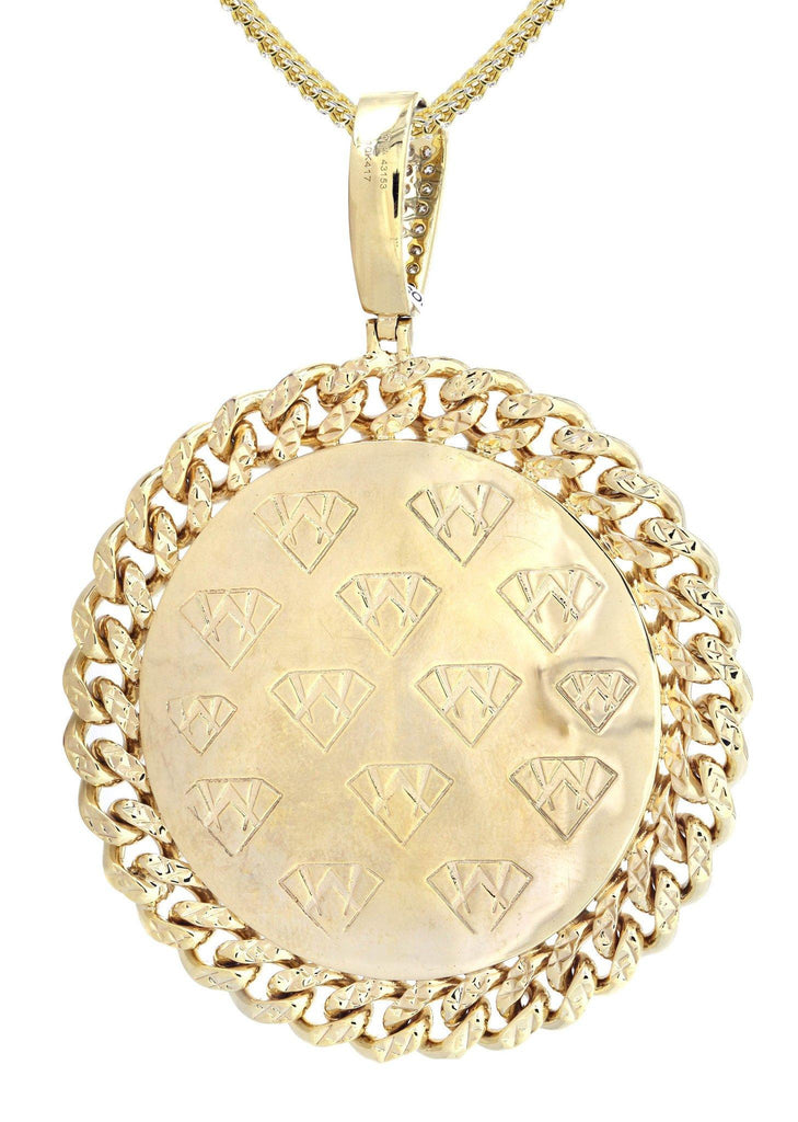 10 Yellow Gold Pharaoh Diamond Pendant & Franco Chain | 4.44 Carats Diamond Combo FROST 