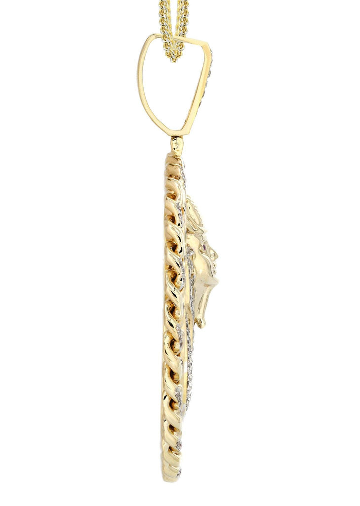 10 Yellow Gold Pharaoh Diamond Pendant & Franco Chain | 4.44 Carats Diamond Combo FROST 