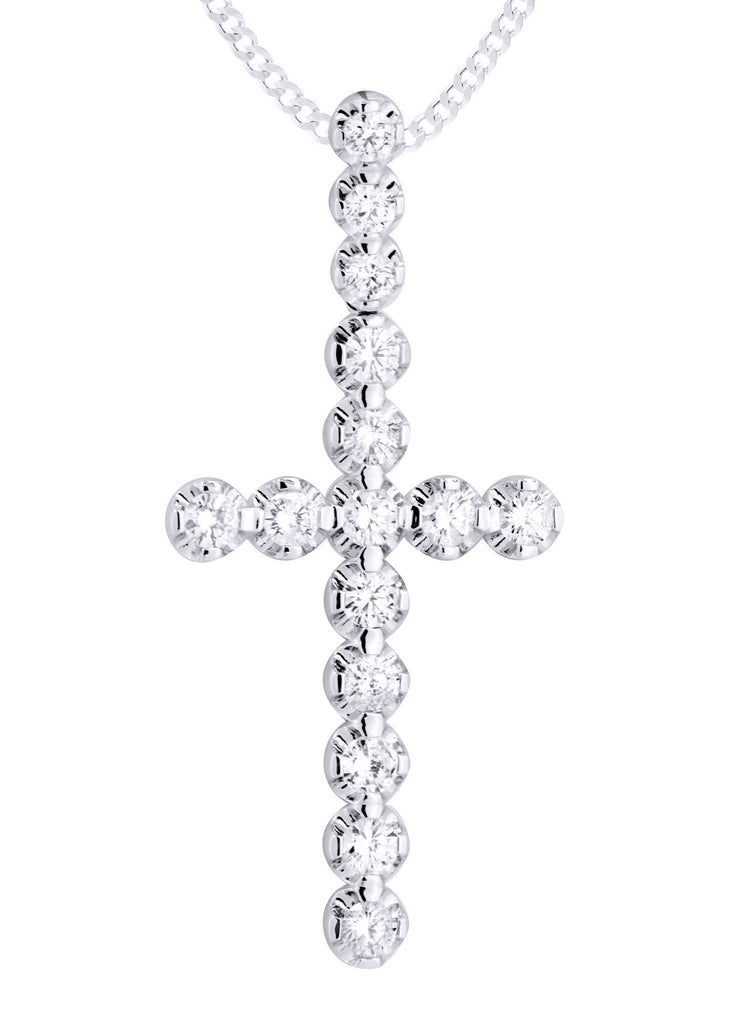 14K White Gold Cross Diamond Pendant & Cuban Chain | 2.34 Carats Diamond Combo FROST NYC 