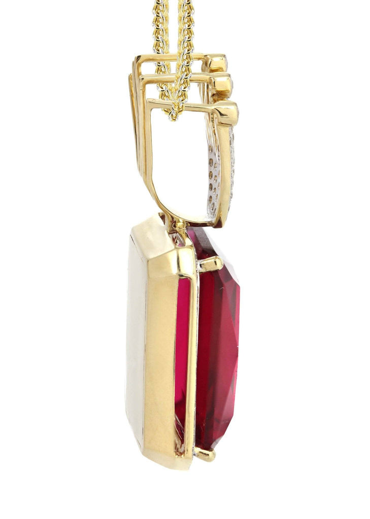 14K Yellow Gold Ruby Crown Diamond Pendant & Franco Chain | 1.14K Carats Diamond Combo FROST NYC 