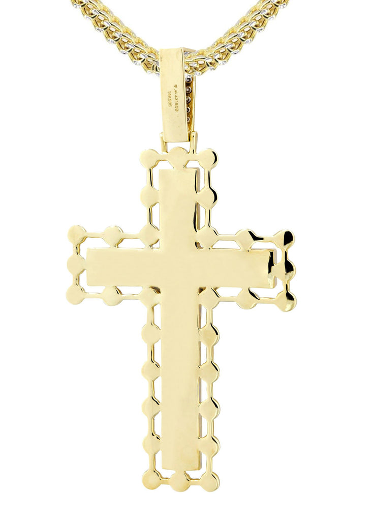 14K Yellow Gold Cross Pendant & Franco Chain | 2.65 Carats diamond combo FrostNYC 