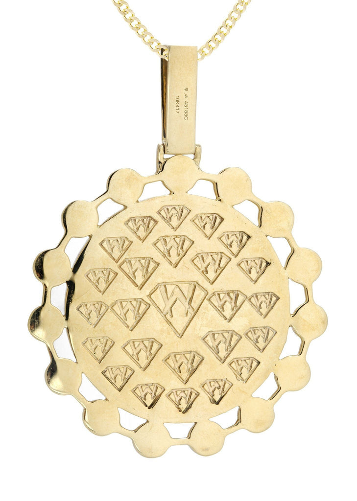 10 Yellow Gold Versace Diamond Pendant & Cuban Chain | 1.39 Carats Diamond Combo FROST 