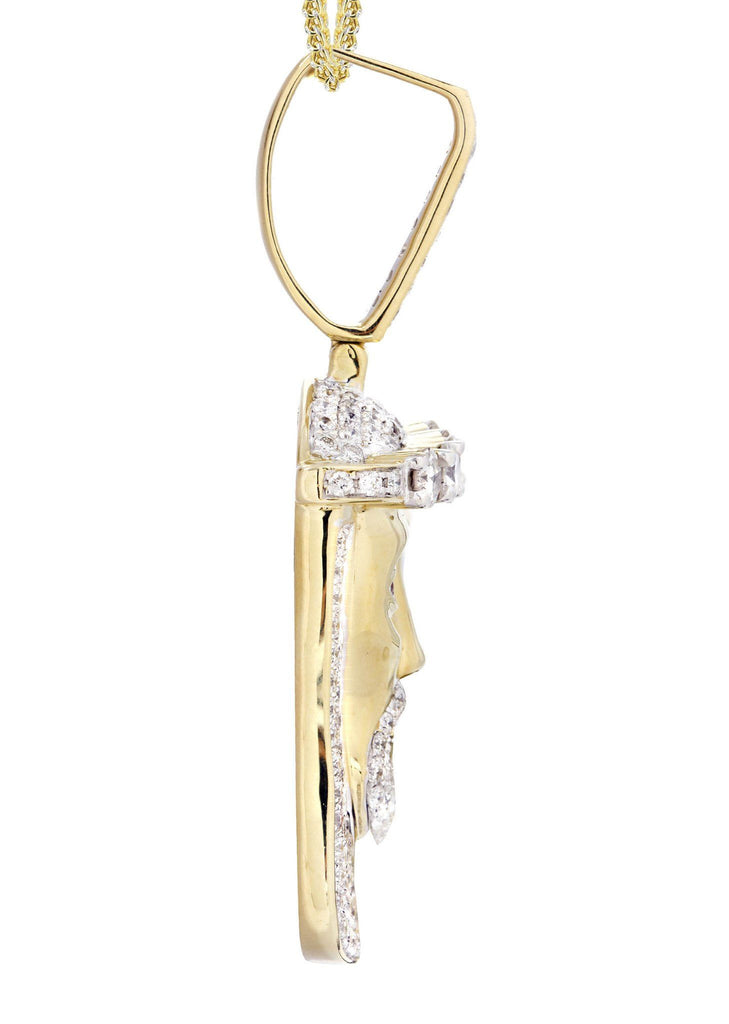 14K Yellow Gold Jesus Head Diamond Pendant & Franco Chain | 3.45 Carats Diamond Combo FROST NYC 