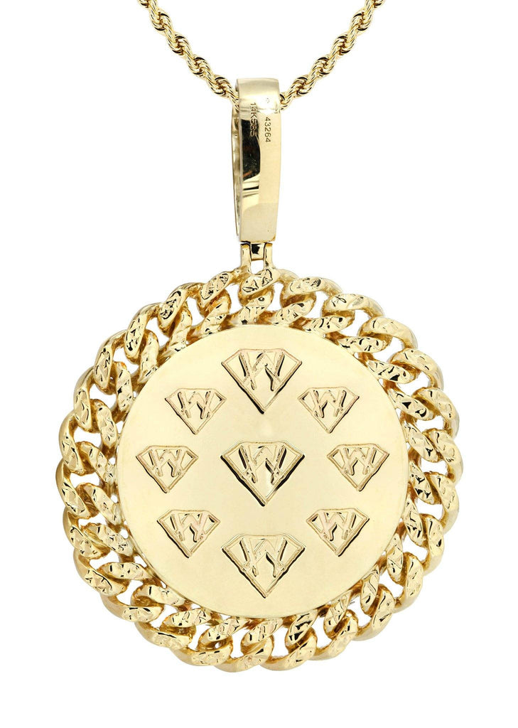 14K Yellow Gold Circle Pendant Diamond Pendant & Rope Chain | 4.17 Carats Diamond Combo FROST NYC 