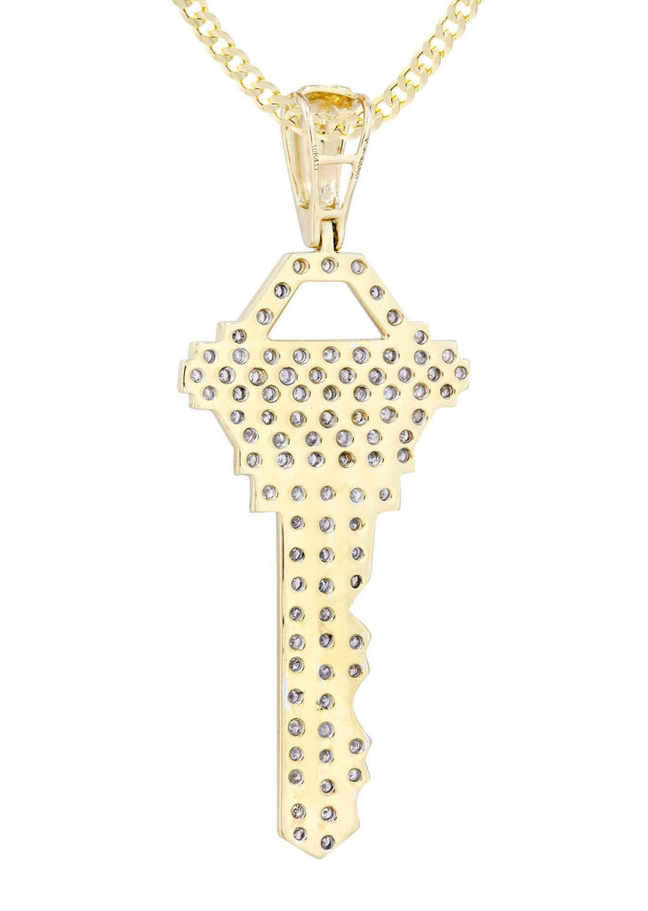 10K Yellow Gold Key Diamond Pendant & Cuban Chain | 1.17 Carats Diamond Combo FROST NYC 