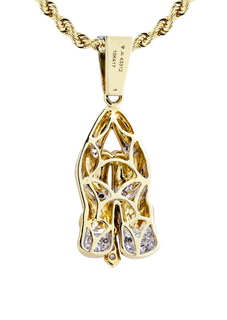 10K Yellow Gold Praying Hands Pendant & Rope Chain | 0.36 Carats diamond combo FrostNYC 