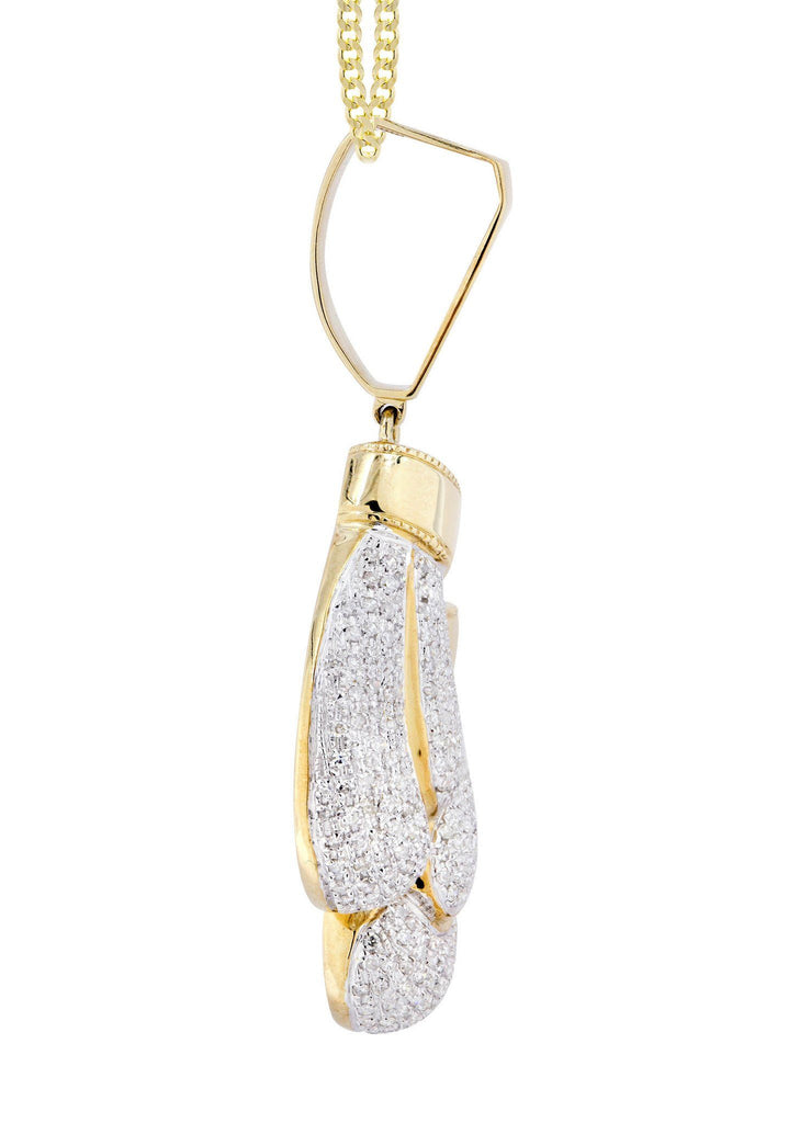 10K Yellow Gold Boxing Glove Diamond Pendant & Cuban Chain | 1.47 Carats Diamond Combo FROST NYC 