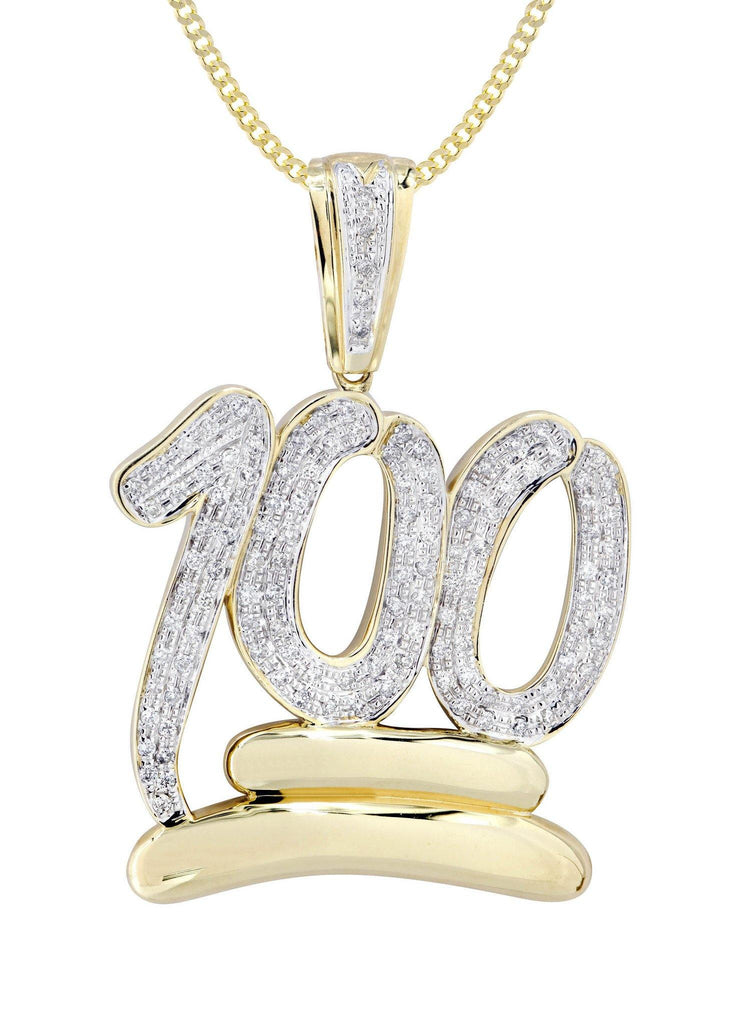 10K Yellow Gold 100 Diamond Pendant & Cuban Chain | 1.14K Carats Diamond Combo FROST NYC 