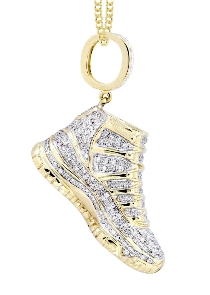 10K Yellow Gold Sneaker Diamond Pendant & Cuban Chain | 1.16 Carats Diamond Combo FROST NYC 