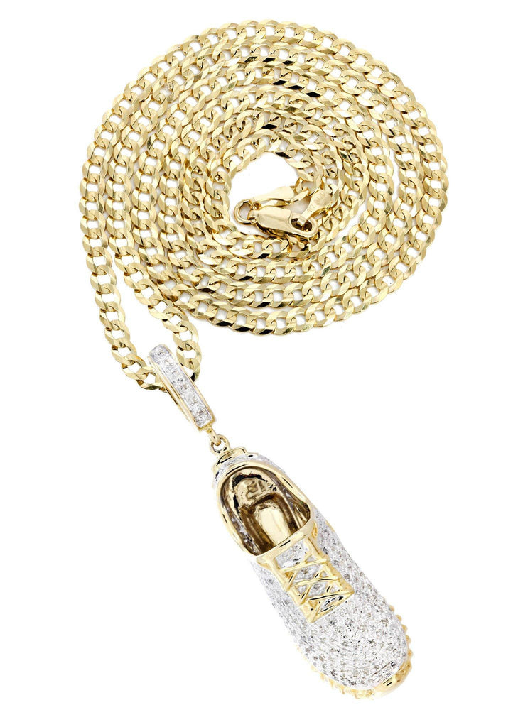 10K Yellow Gold Sneaker Diamond Pendant & Cuban Chain | 1.13 Carats Diamond Combo FROST NYC 