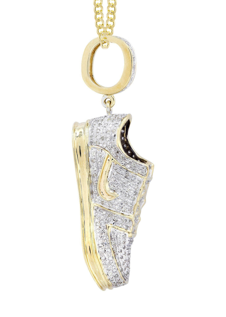 10K Yellow Gold Sneaker Diamond Pendant & Cuban Chain | 1.02 Carats Diamond Combo FROST NYC 