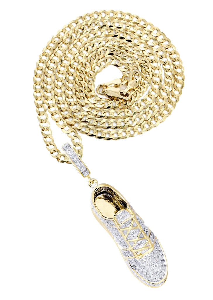 10K Yellow Gold Sneaker Diamond Pendant & Cuban Chain | 1.02 Carats Diamond Combo FROST NYC 