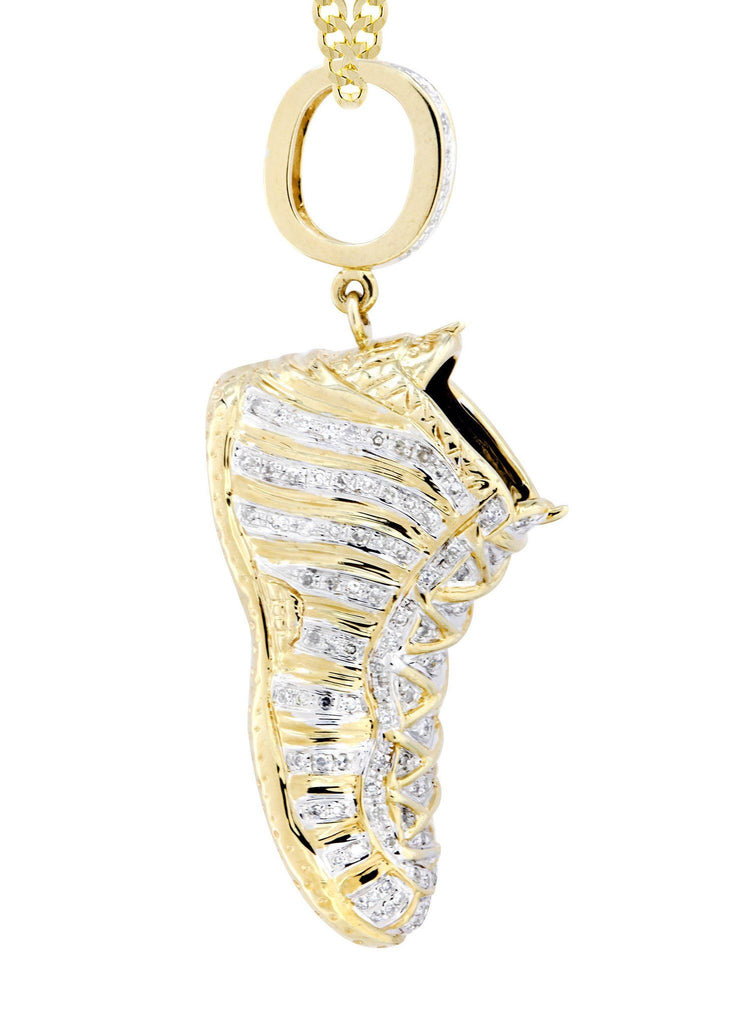 10K Yellow Gold Sneaker Diamond Pendant & Cuban Chain | 0.68 Carats Diamond Combo FROST NYC 