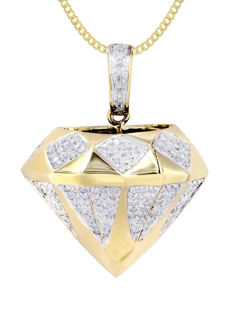10K Yellow Gold Diamond Pendant & Cuban Chain | 0.91 Carats Diamond Combo FROST NYC 