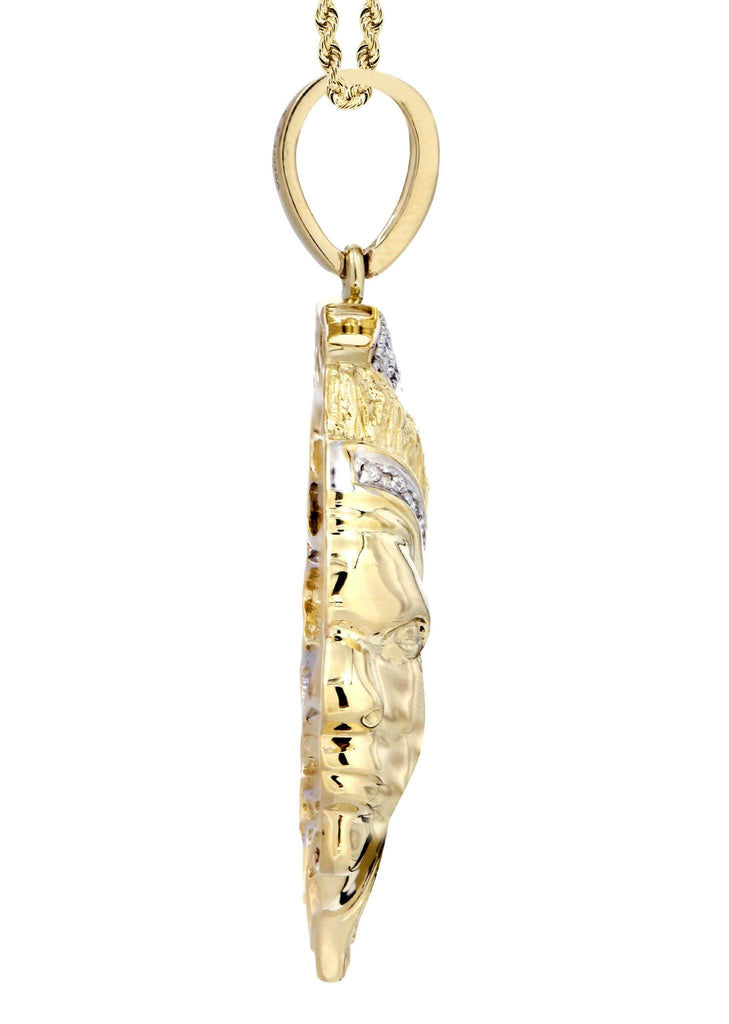 10K Yellow Gold Head Chief Diamond Pendant & Rope Chain | 0.39 Carats Diamond Combo FROST NYC 