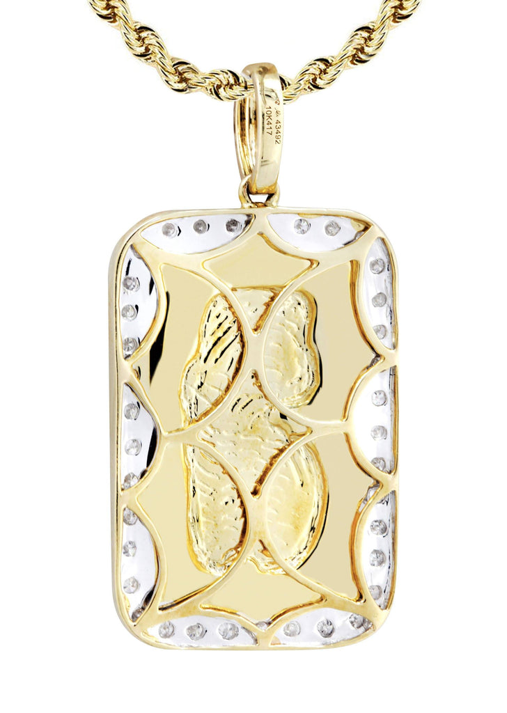 10K Yellow Gold Bar Pendant & Rope Chain | 0.59 Carats diamond combo FrostNYC 