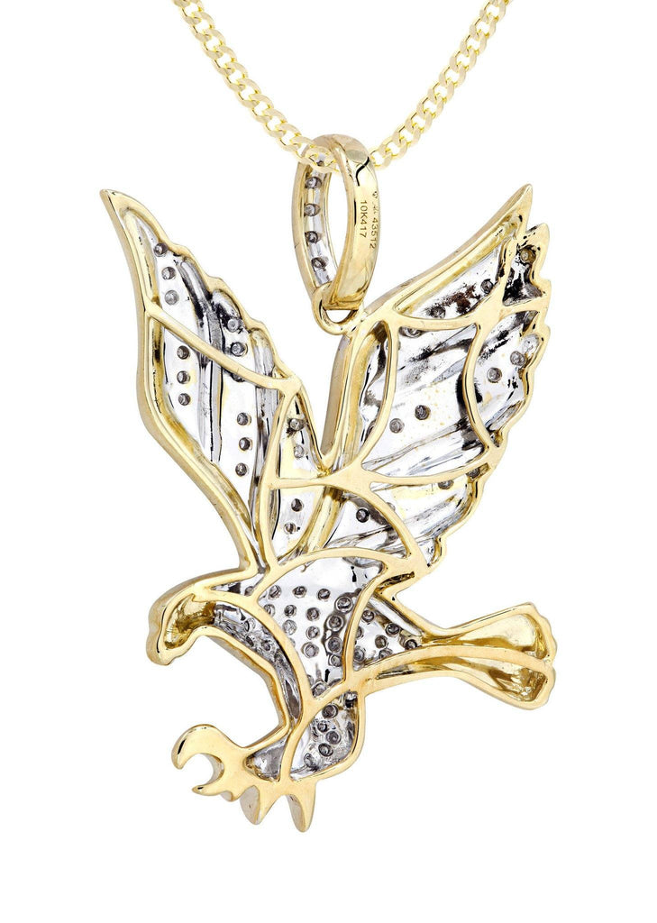 10K Yellow Gold Eagle Diamond Pendant & Cuban Chain | 0.27 Carats Diamond Combo FROST NYC 