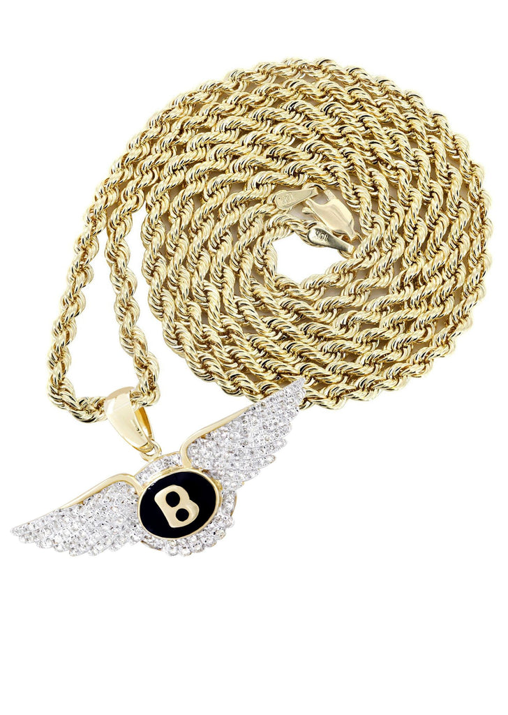 10K Yellow Gold Bentley Pendant & Rope Chain | 0.54 Carats diamond combo FrostNYC 