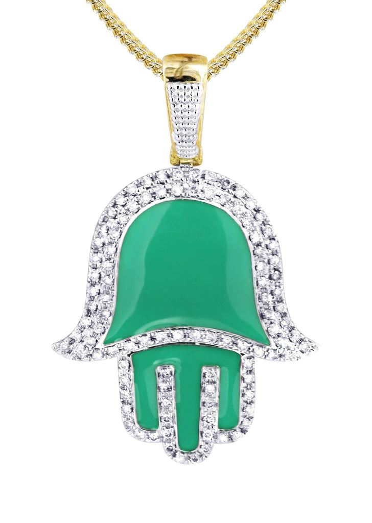 10K Yellow Gold Hamsa Pendant & Franco Chain | 0.8 Carats diamond combo FrostNYC 