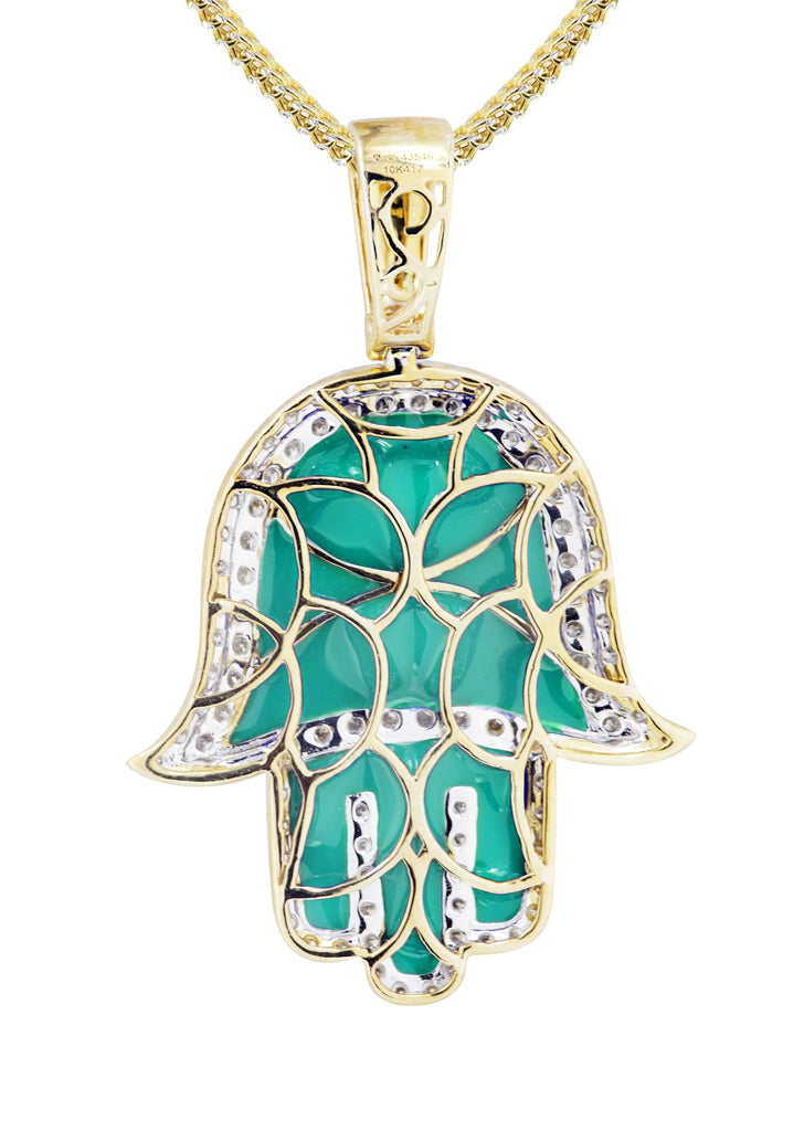 10K Yellow Gold Hamsa Pendant & Franco Chain | 0.8 Carats diamond combo FrostNYC 