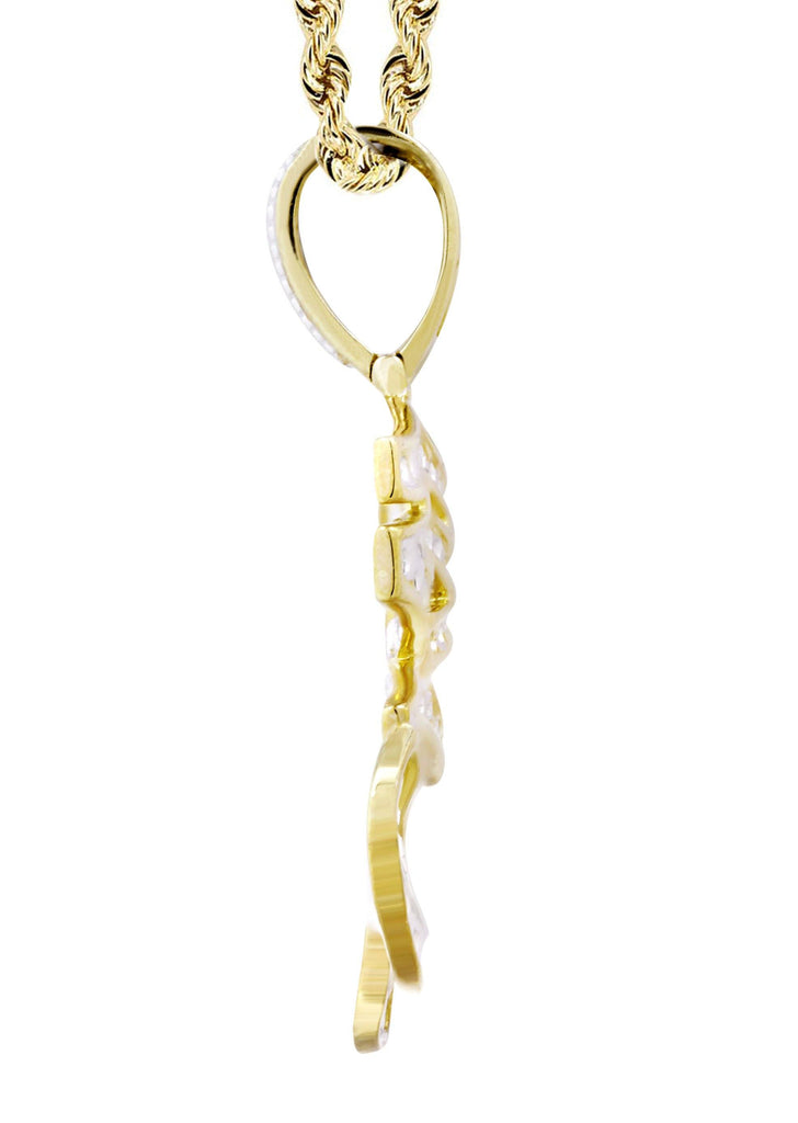 10K Yellow Gold Eye of Ra Pendant & Rope Chain | 0.71 Carats diamond combo FrostNYC 