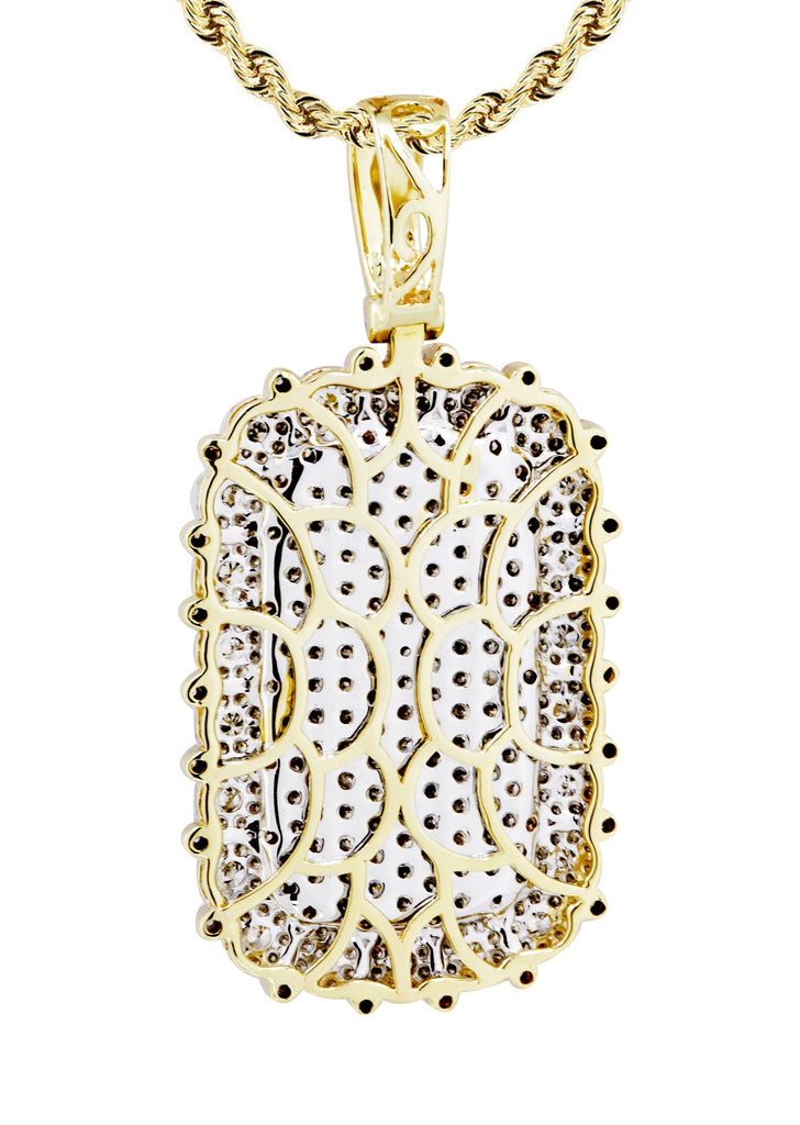 10K Yellow Gold Dog Tag Pendant & Rope Chain | 1.73 Carats diamond combo FrostNYC 