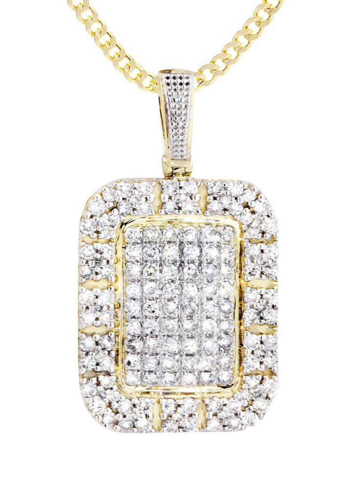 10K Yellow Gold Dog Tag Pendant & Cuban Chain | 2.73 Carats diamond combo FrostNYC 