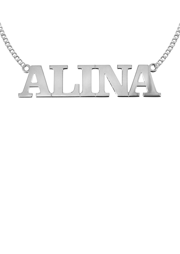 14K Ladies White Gold Name Plate Necklace | Appx. 6.8 Grams Name Plate Manufacturer 16 