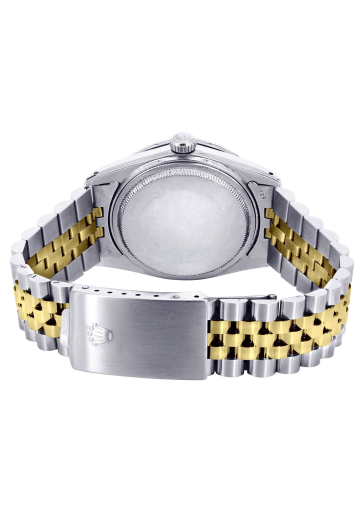 Diamond Gold Rolex Watch For Men | 36Mm | Custom Green Arabic Full Diamond Dial | Jubilee Band CUSTOM ROLEX FROST NYC 