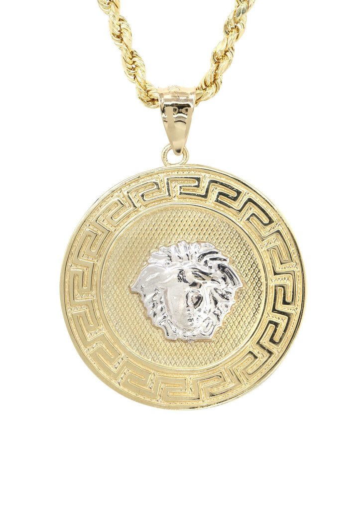 10K Yellow Gold Rope Chain & Versace Style Pendant | Appx. 14 Grams chain & pendant FROST NYC 