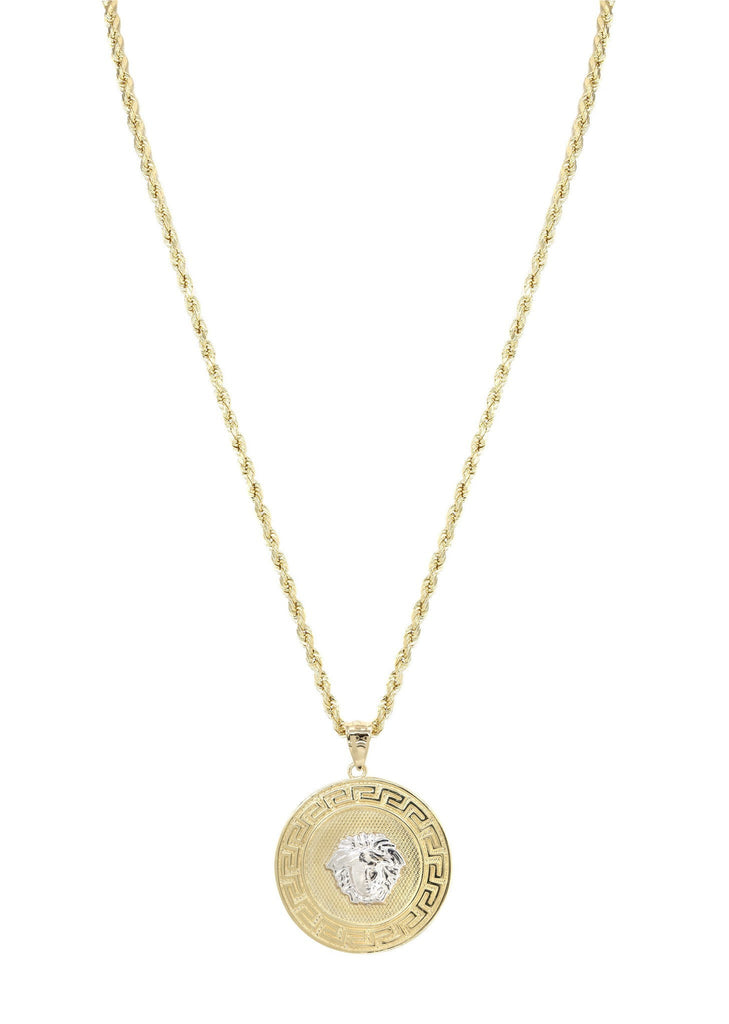 10K Yellow Gold Rope Chain & Versace Style Pendant | Appx. 14 Grams chain & pendant FROST NYC 