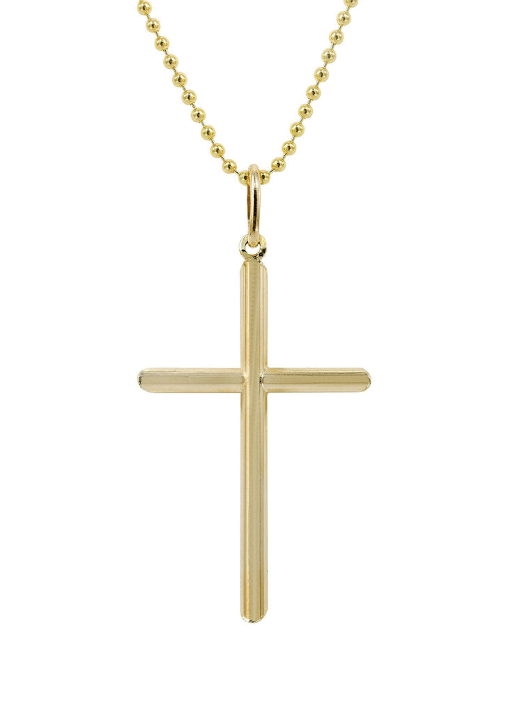 10K Yellow Gold Dog Tag Chain & Gold Cross Necklace | Appx. 8.6 Grams chain & pendant FROST NYC 