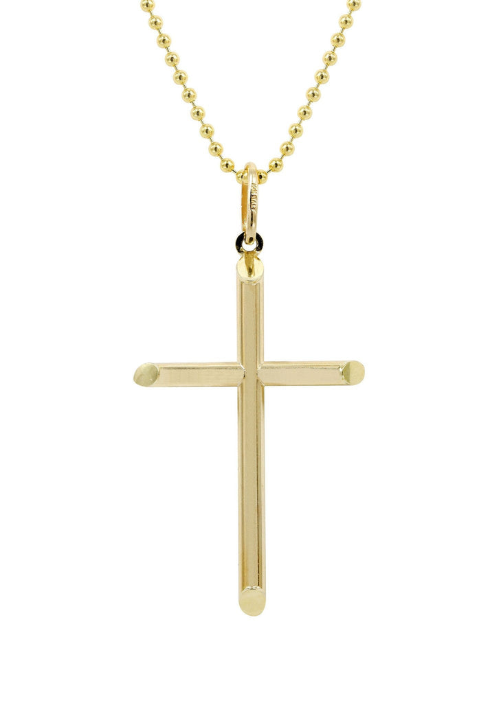 10K Yellow Gold Dog Tag Chain & Gold Cross Necklace | Appx. 8.6 Grams chain & pendant FROST NYC 