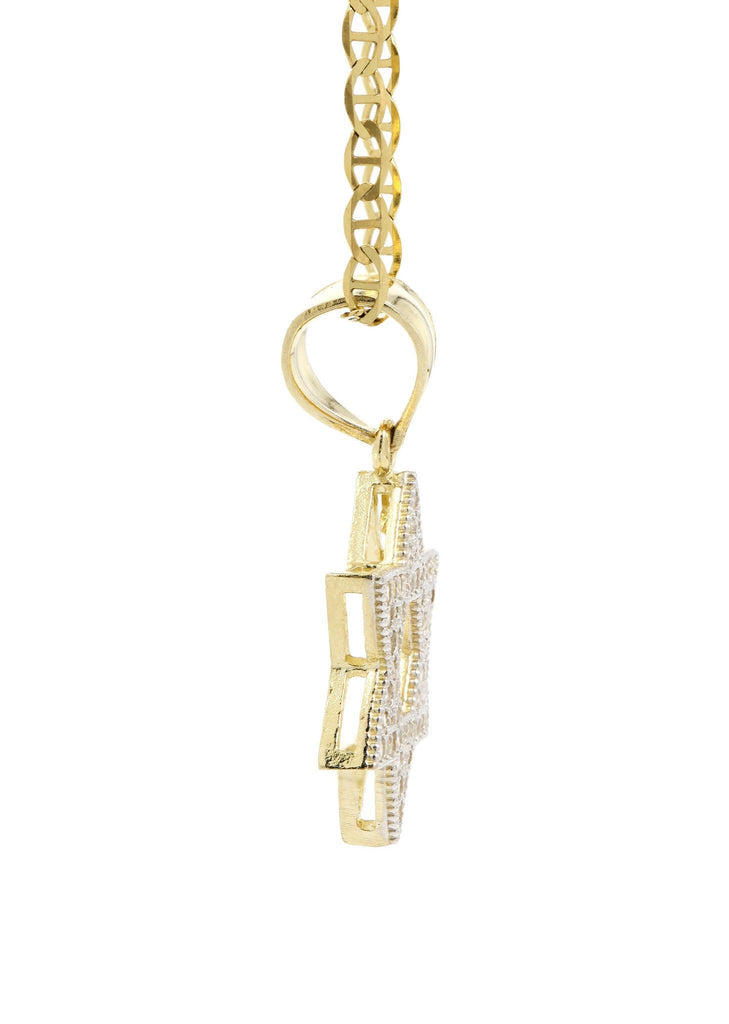 10K Yellow Gold Mariner Chain & Cz Star Pendant | Appx. 3.6 Grams chain & pendant FROST NYC 