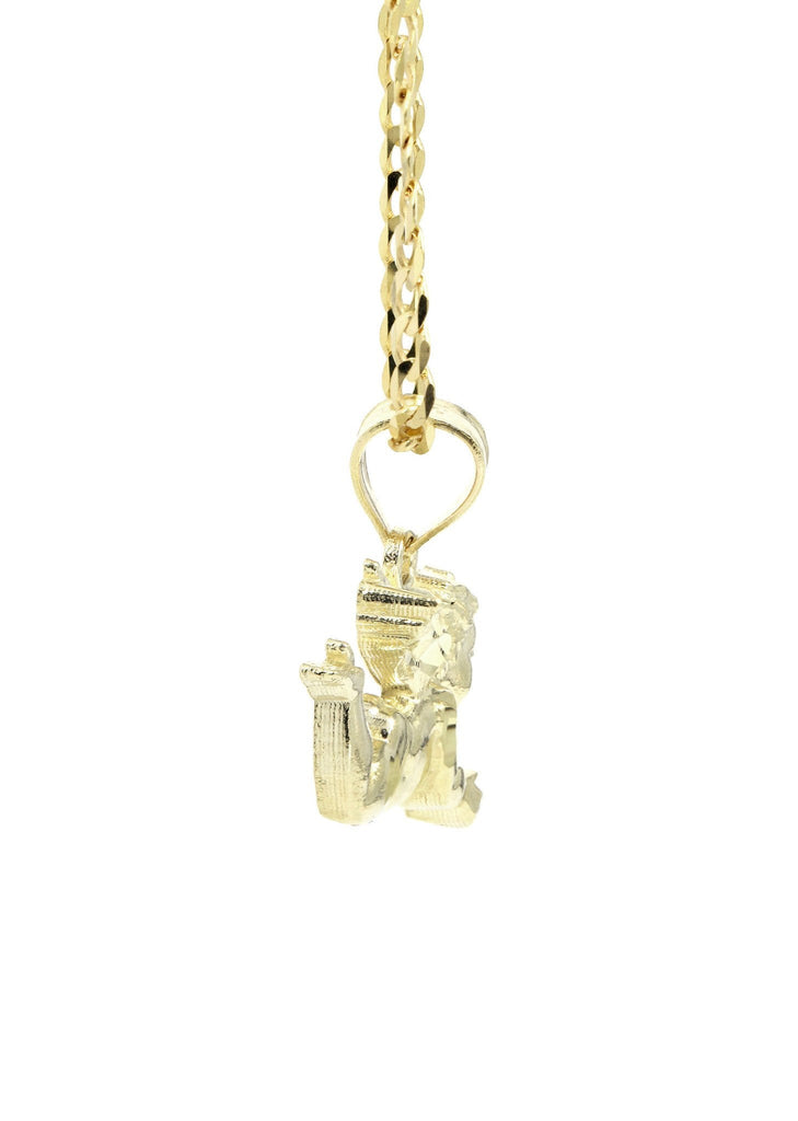 10K Yellow Gold Cuban Chain & Cupid Pendant | Appx. 4.5 Grams chain & pendant FROST NYC 