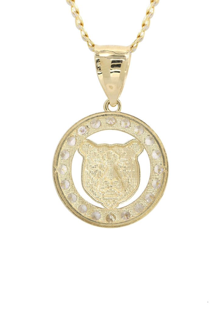 10K Yellow Gold Pave Cuban & Cz Bear Pendant | Appx. 9.4 Grams chain & pendant FROST NYC 