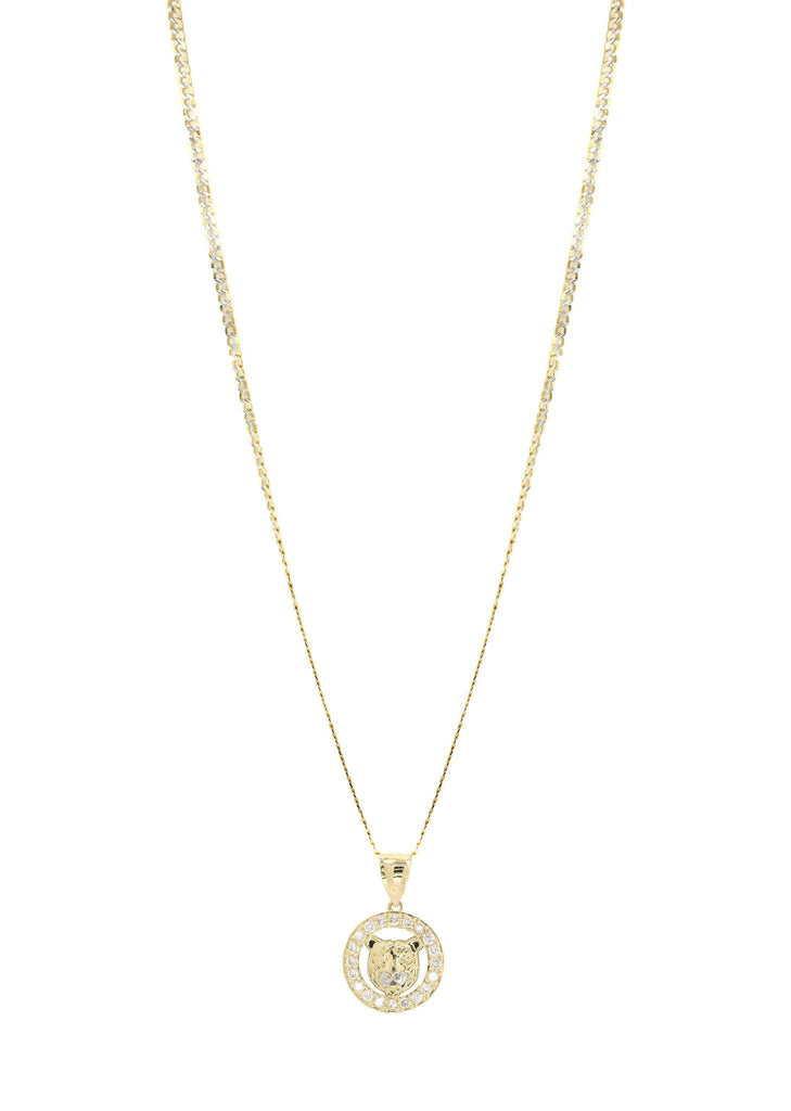 10K Yellow Gold Pave Cuban & Cz Bear Pendant | Appx. 9.4 Grams chain & pendant FROST NYC 