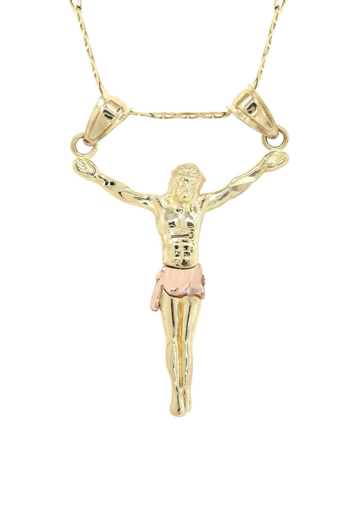 10K Yellow Gold Mariner Chain & Gold Cross Necklace | Appx. 3.5 Grams chain & pendant FROST NYC 