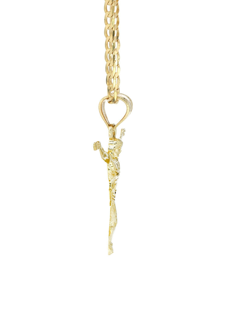 10K Yellow Gold Cuban Chain & Crusifx Pendant | Appx. 3.7 Grams chain & pendant FROST NYC 