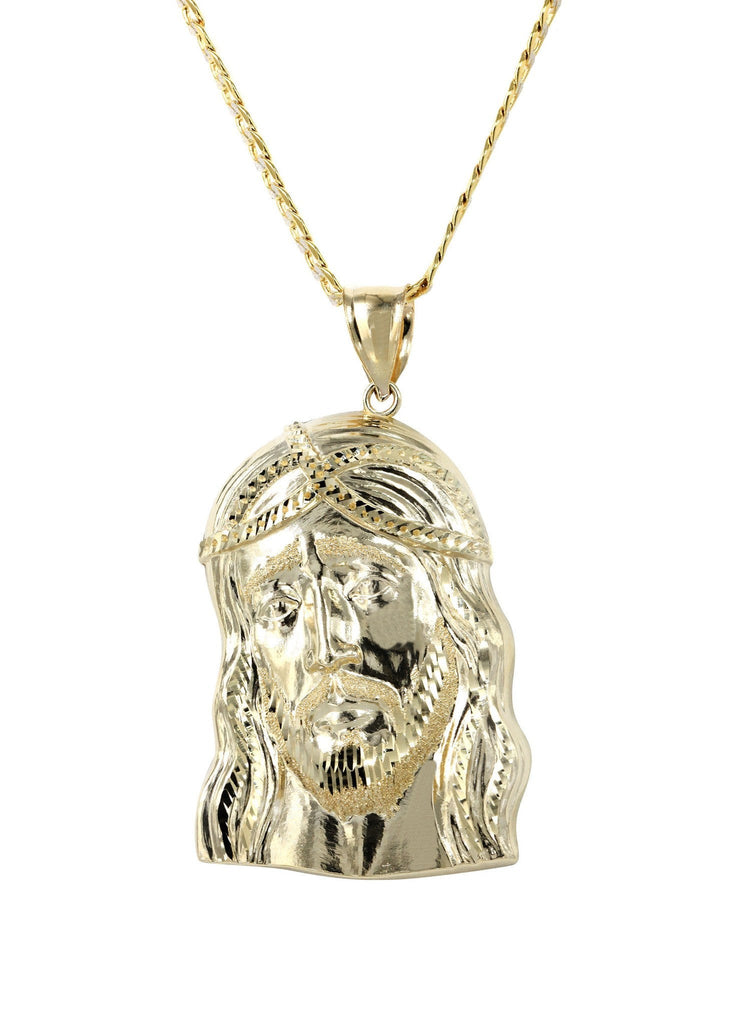 10K Yellow Gold Pave Cuban Chain & Jesus Piece Chain | Appx. 11.2 Grams chain & pendant FROST NYC 