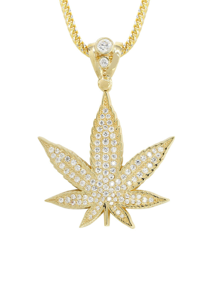 10K Yellow Gold Weed Necklace | Appx. 14.6 Grams chain & pendant FROST NYC 