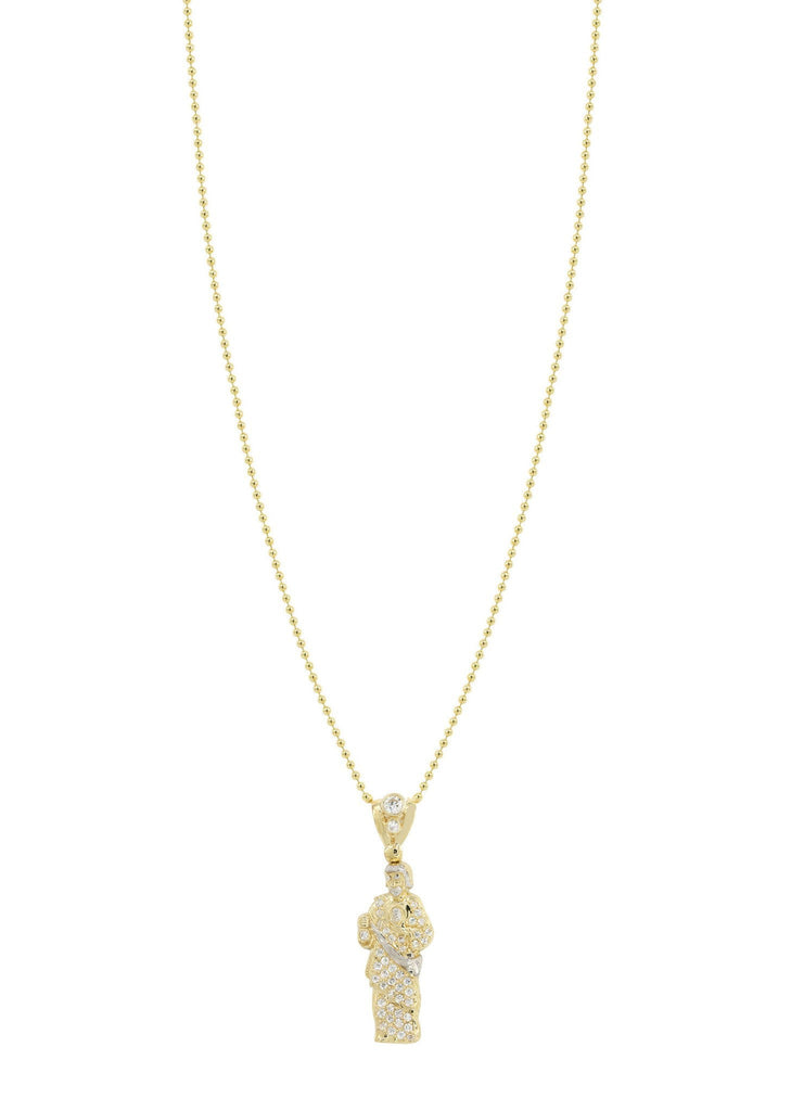 10K Yellow Gold Dog Tag Chain & Cz Jesus Piece | Appx. 10.8 Grams chain & pendant FROST NYC 
