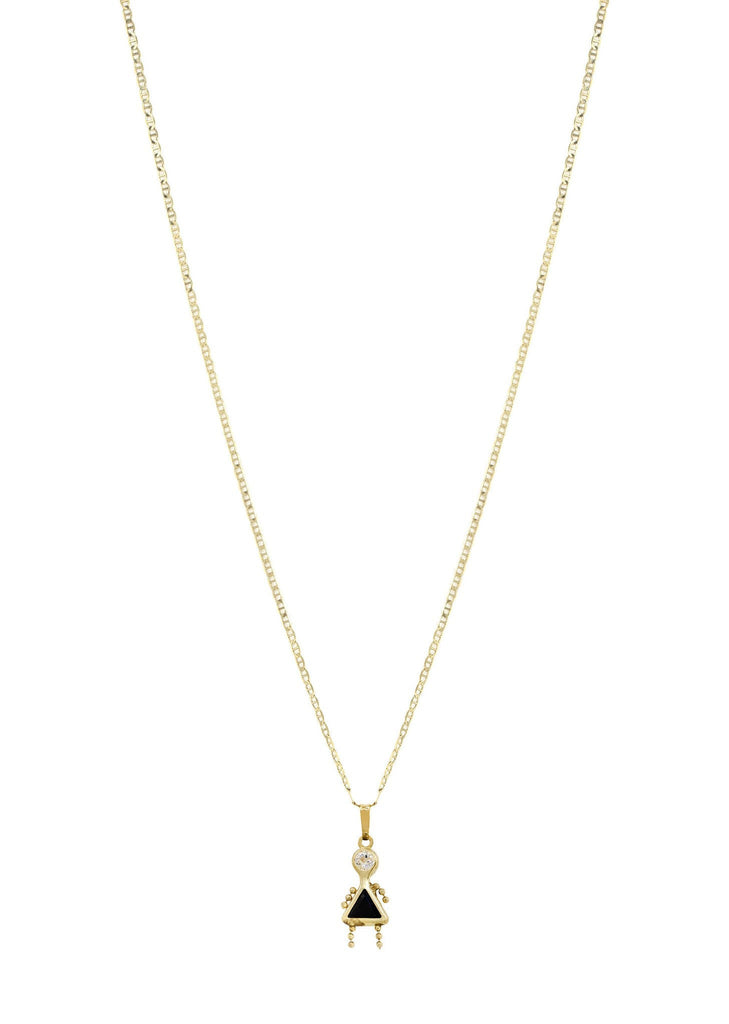 10K Yellow Gold Mariner Chain & Cz Children Pendant | Appx. 3.2 Grams chain & pendant FROST NYC 
