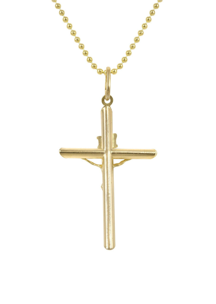 10K Yellow Gold Dog Tag Chain & Gold Cross Necklace | Appx. 9.1 Grams chain & pendant FROST NYC 